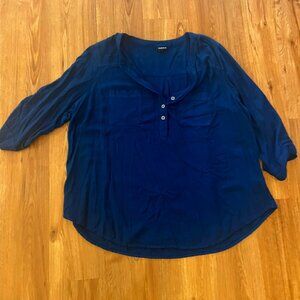 Torrid - Harper  Pullover 3/4 Sleeve Blouse - Blue - 1XL